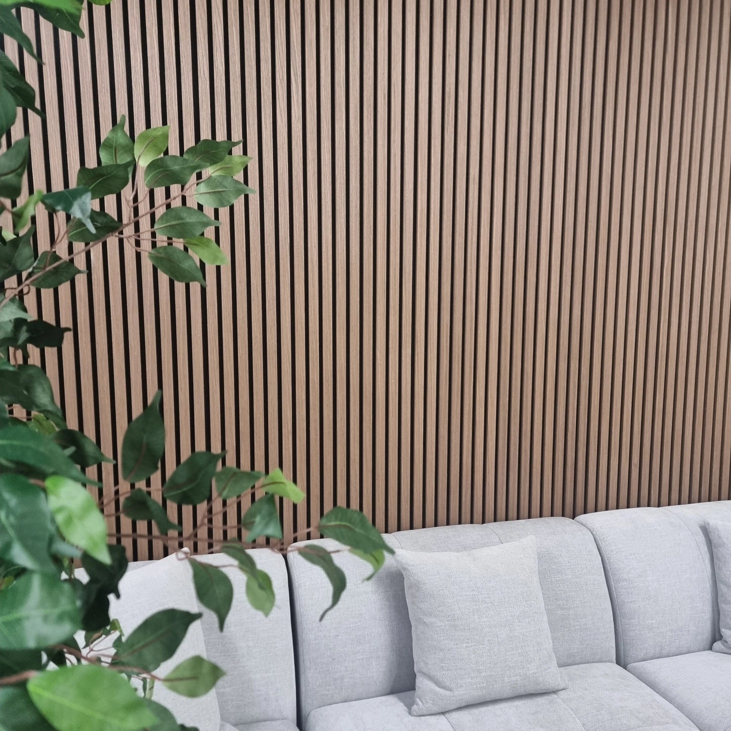 Acoustic Slatted Wall Panels - Dark Oak