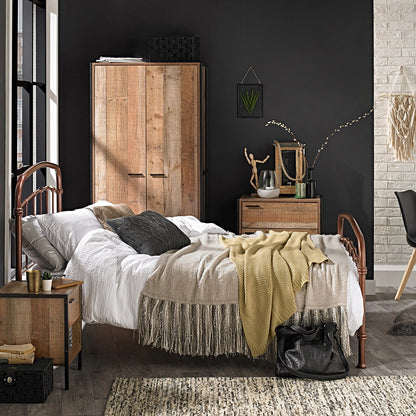 Helston Industrial Chic Bed Frame - Wood Velvet