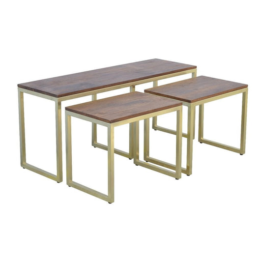 Chunky Gold Table Set of 3 - Wood Velvet