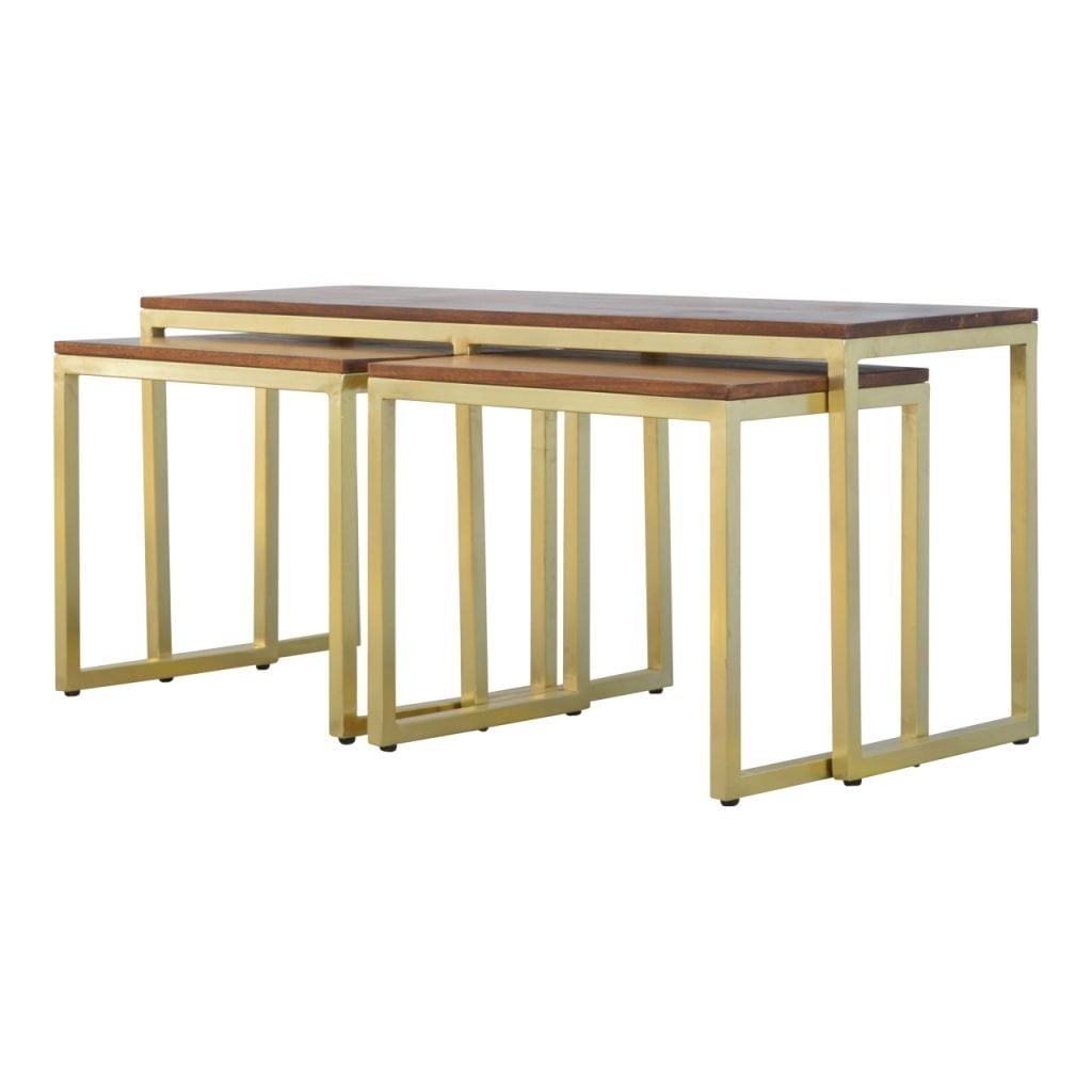 Chunky Gold Table Set of 3 - Wood Velvet