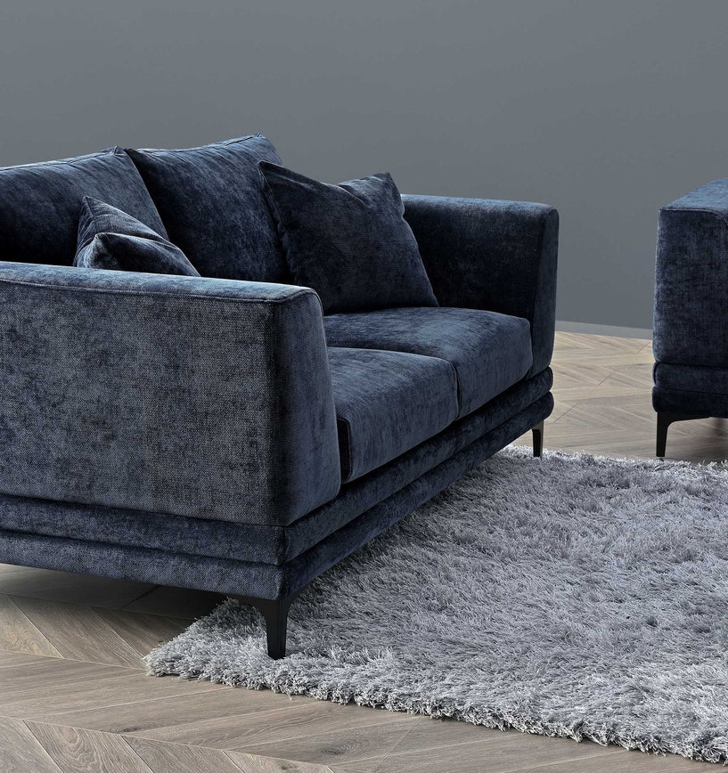 2 & 3 Seater Sofa Pack in Blue Velvet | Lenox Sofa Range | Wood Velvet - Wood Velvet