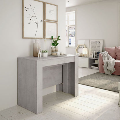 Luiz Concrete Grey Effect Large Extending Dining Table - Wood Velvet