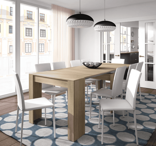 Luiz Extending Dining Table Oak Effect - Wood Velvet