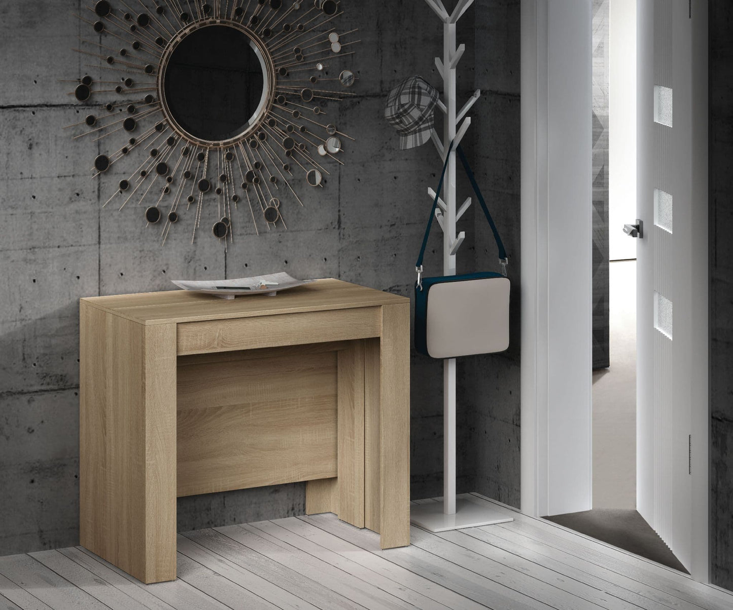 Luiz Extending Dining Table Oak Effect - Wood Velvet