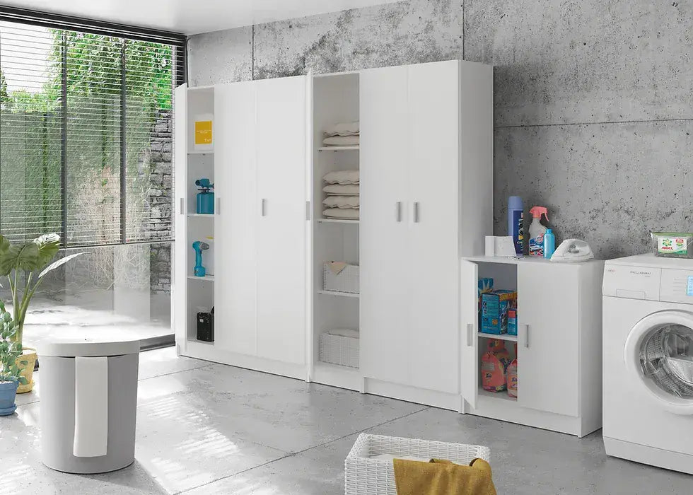 Multi Purpose White Narrow Storage Cupboard - Wood Velvet