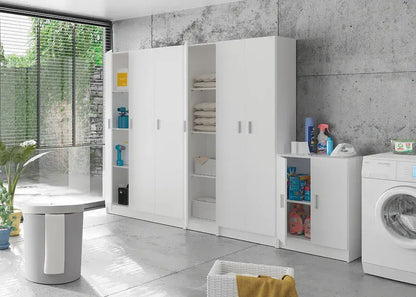 Multi Purpose White Narrow Storage Cupboard - Wood Velvet