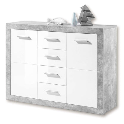Pietra 117cm Sideboard Grey and White Gloss 2 door 4 drw - Wood Velvet