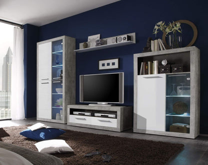 Pietra Tall Display Cabinet in Grey and White Gloss - Wood Velvet
