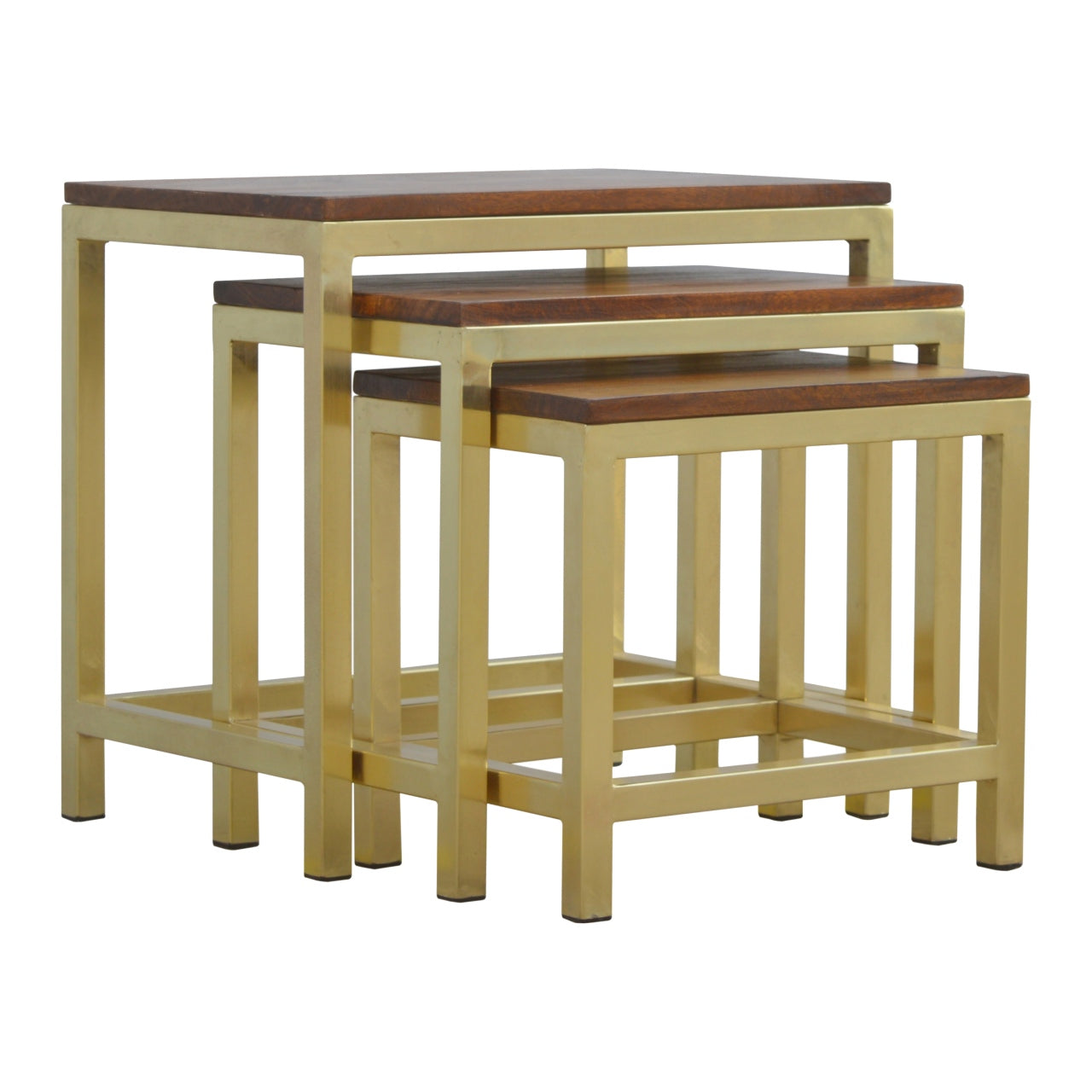 Chunky Gold Stool Set of 3 - Wood Velvet