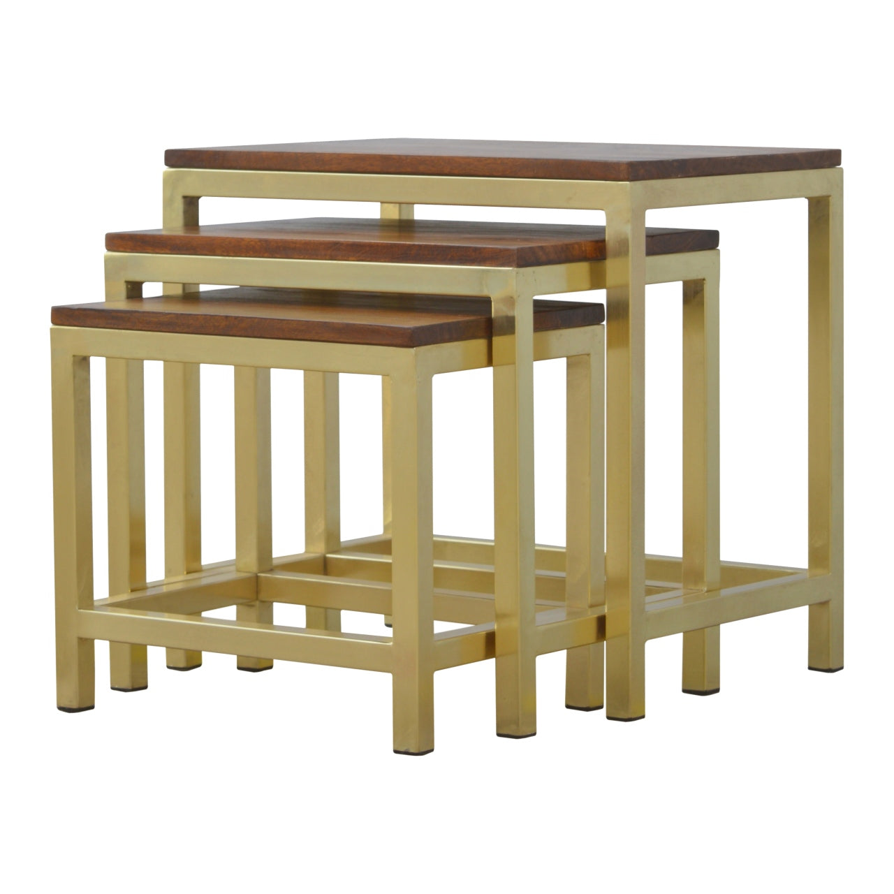 Chunky Gold Stool Set of 3 - Wood Velvet