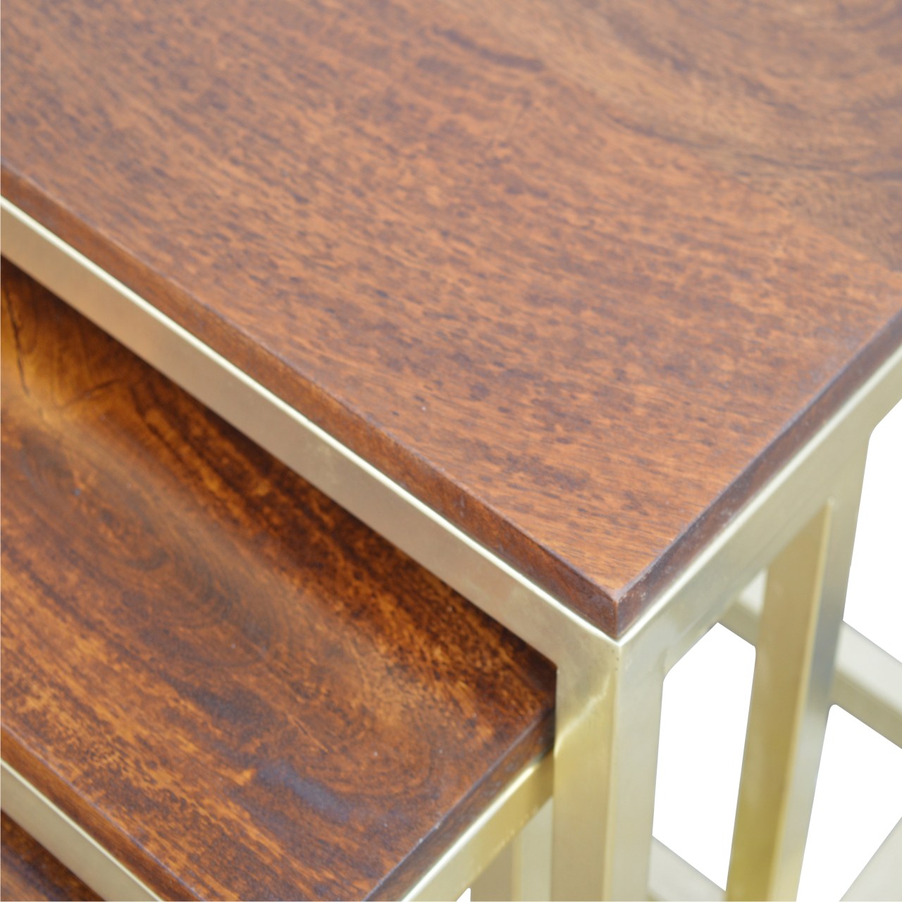 Chunky Gold Stool Set of 3 - Wood Velvet