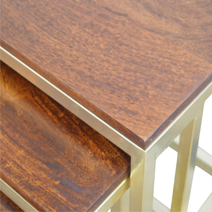 Chunky Gold Stool Set of 3 - Wood Velvet