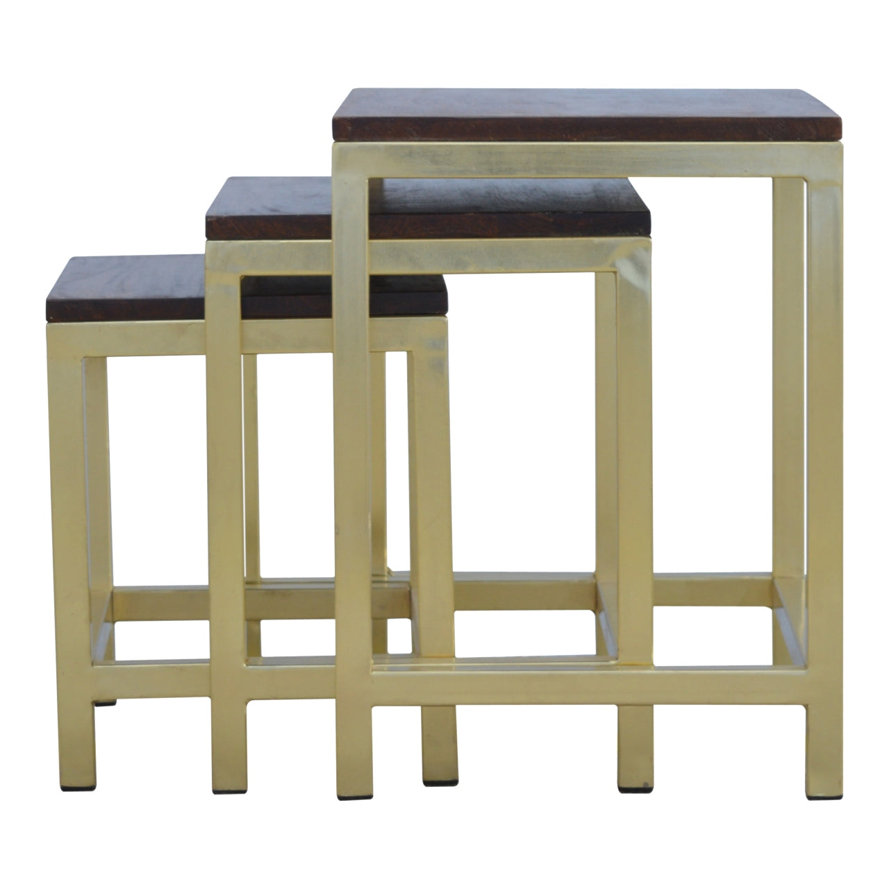 Chunky Gold Stool Set of 3 - Wood Velvet