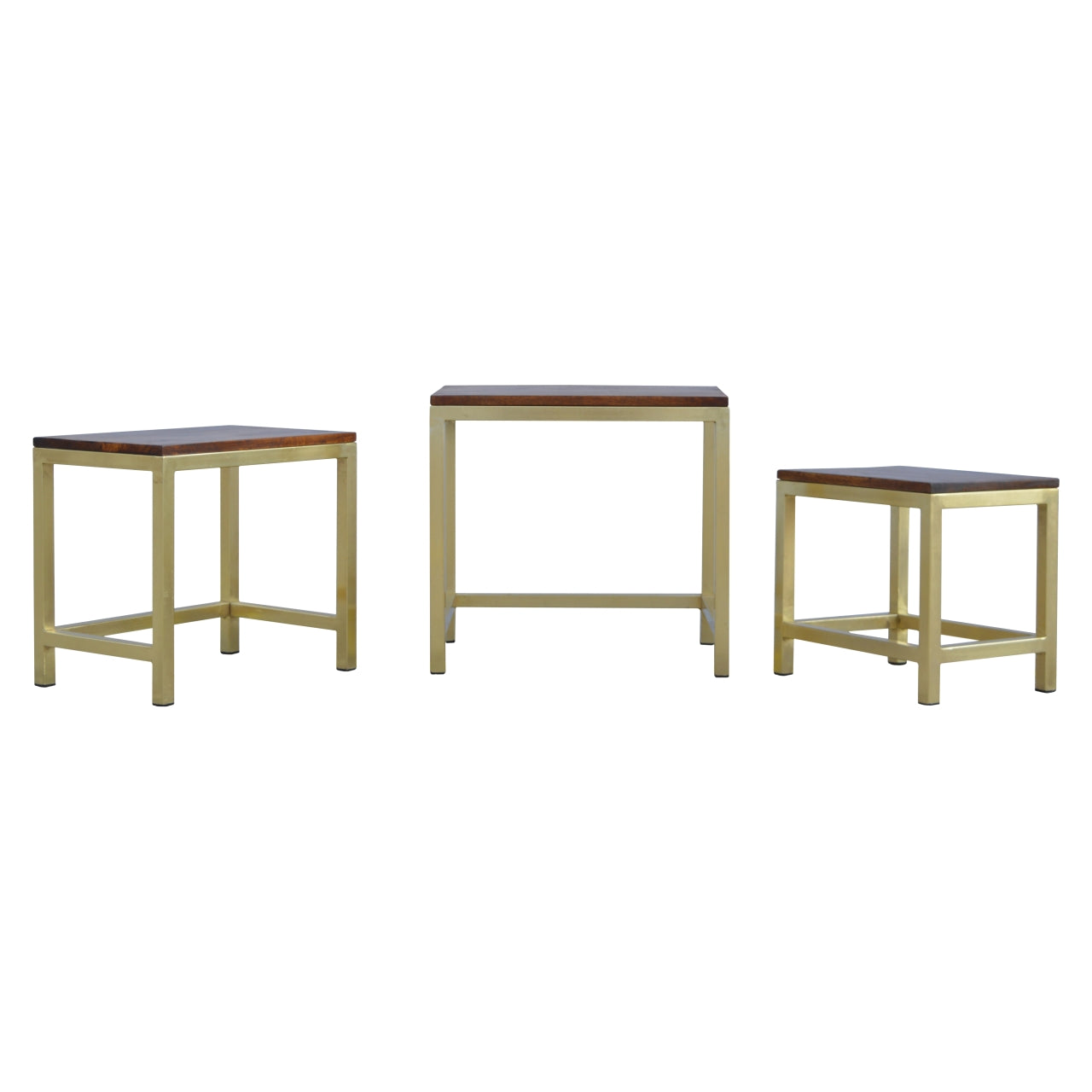 Chunky Gold Stool Set of 3 - Wood Velvet