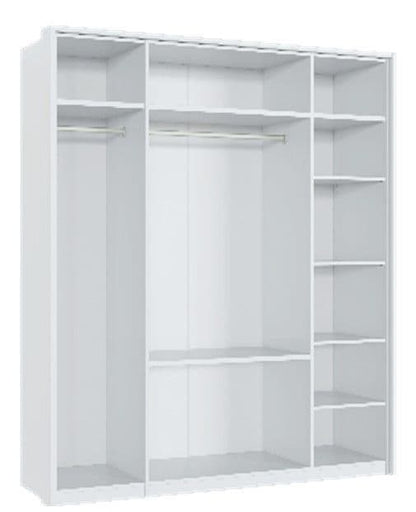 Rado 4 Door 2 Drawer White High Gloss Mirrored Wardrobe - Wood Velvet