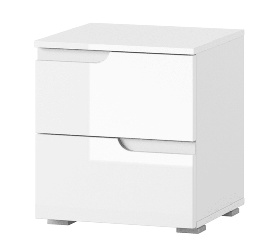 Santino White Gloss 2 Drawer Bedside Table S32 - Wood Velvet