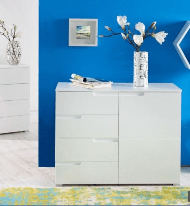 Santino White High Gloss Narrow Sideboard S5 - Wood Velvet