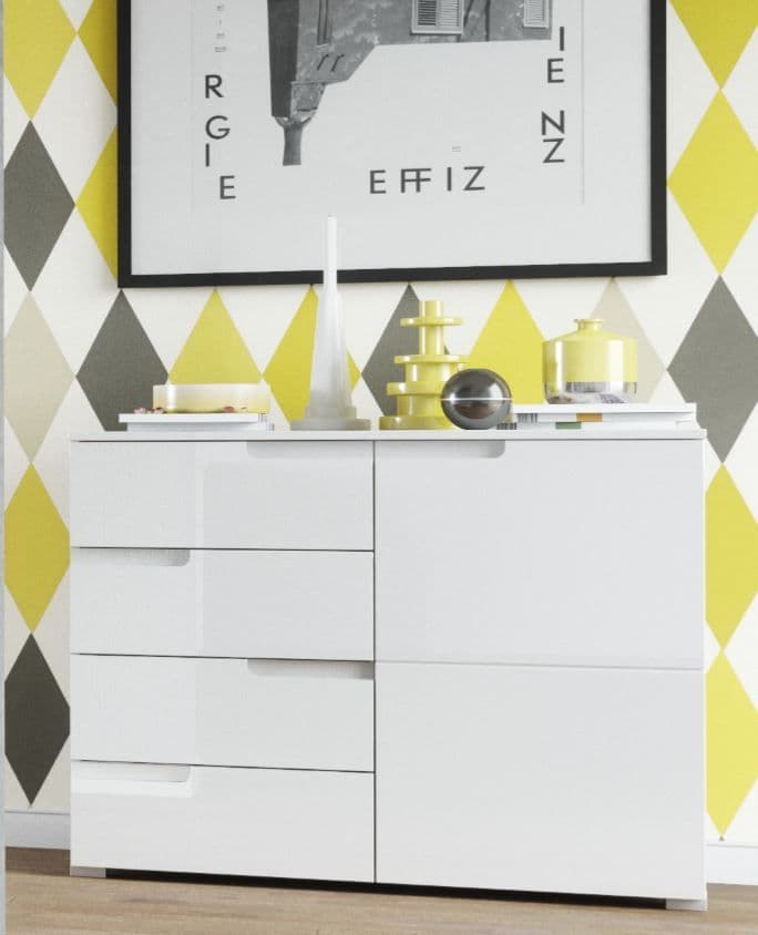 Santino White High Gloss Narrow Sideboard S5 - Wood Velvet