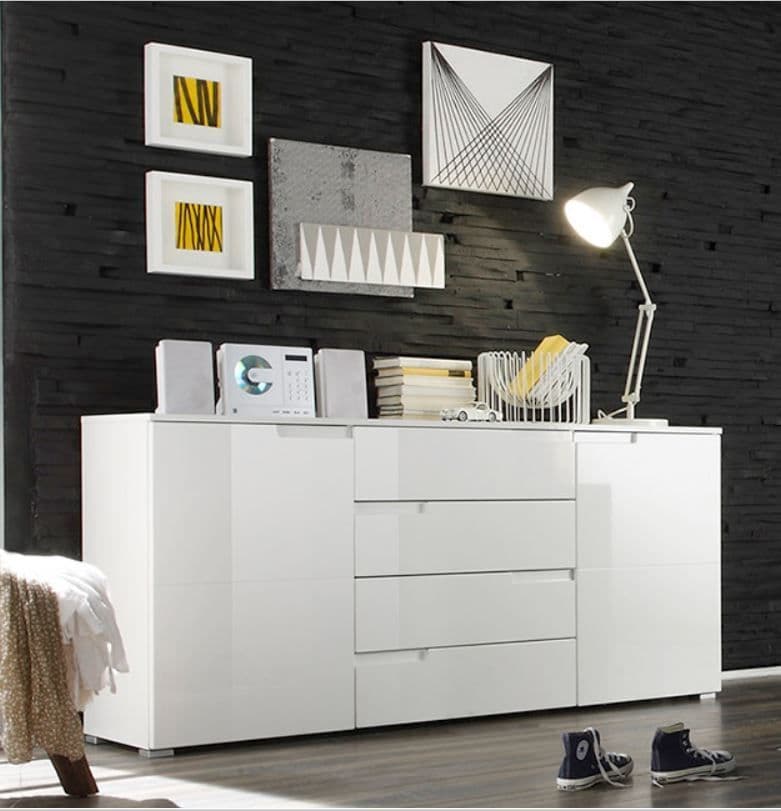 Santino White High Gloss Wide Sideboard S8 - Wood Velvet