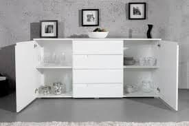 Santino White High Gloss Wide Sideboard S8 - Wood Velvet