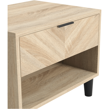 Stockholm Chevron Bedside Cabinet - Wood Velvet