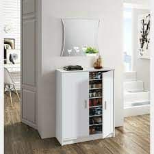 Zuldy Large 30 Pairs White Shoe Cupboard - Wood Velvet