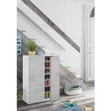 Zuldy Large 30 Pairs White Shoe Cupboard - Wood Velvet
